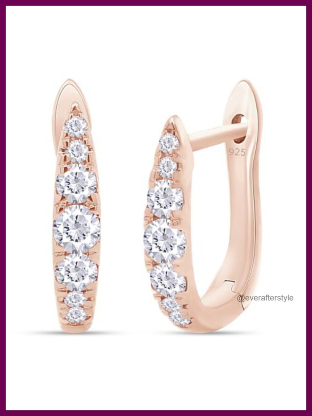 Huggie Hoop Earrings Women 925 Sterling Silver 14K Rose Gold Over Lab Created